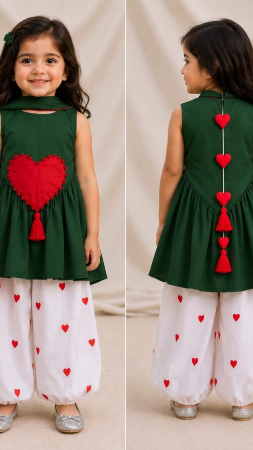 Girls Heart Kurta & Pant Set