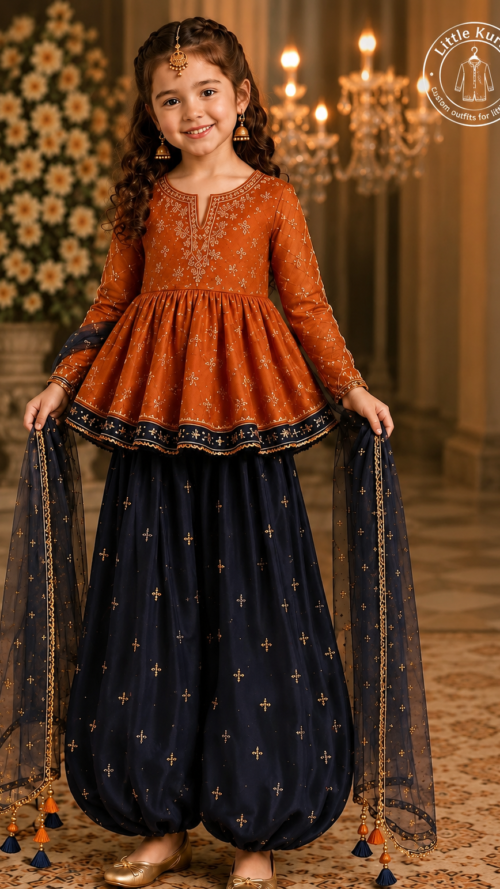 Girls Peplum Dhoti Set